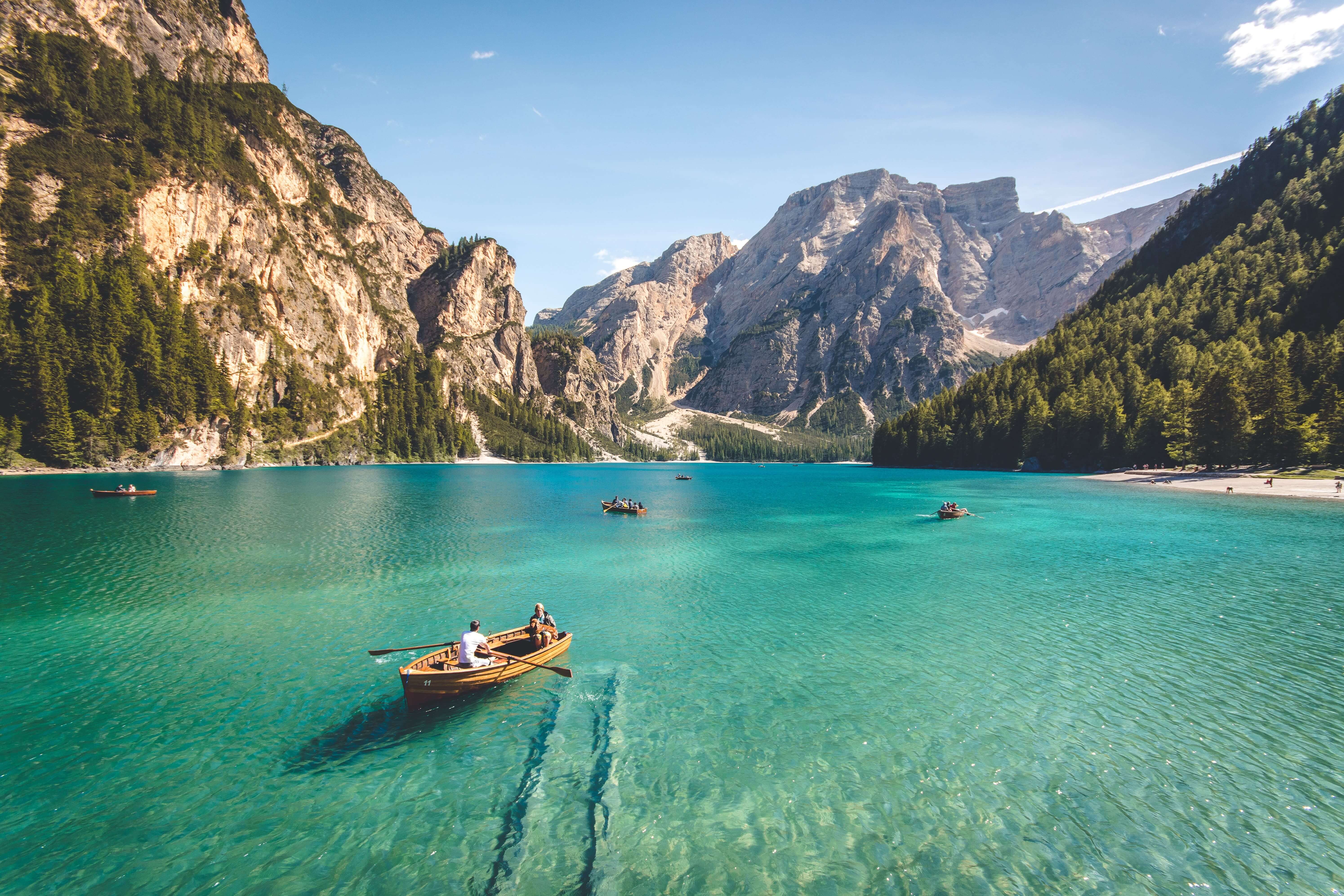 A scenic clear-watered lake